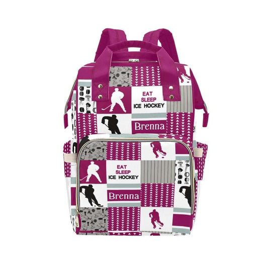 NZOOHY Personalized Diaper Bag,Ice Hockey Players Custom Name Shower Gift Diaper Backpack Baby Nappy Bag Mommy Bag for