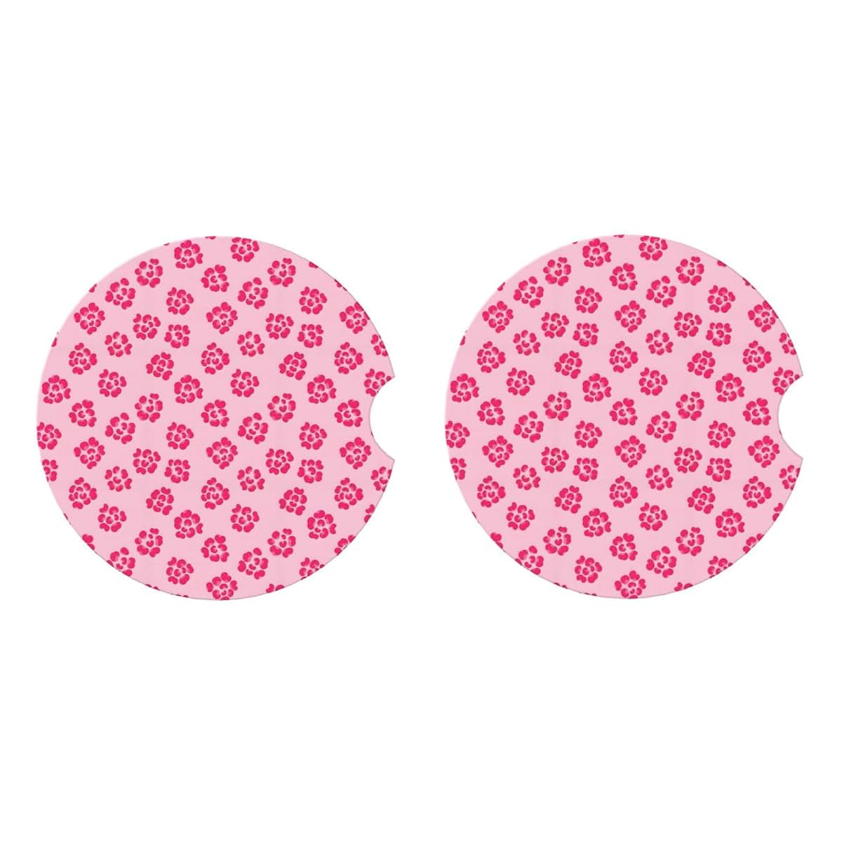 LSCDHDPC Leopard Skin Pink Car Coasters Cute Animals Cup Holder (photo 3)