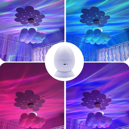 kismee Northern Lights Projector Galaxy Aurora 8 Effects with Night Light Egg Cover White