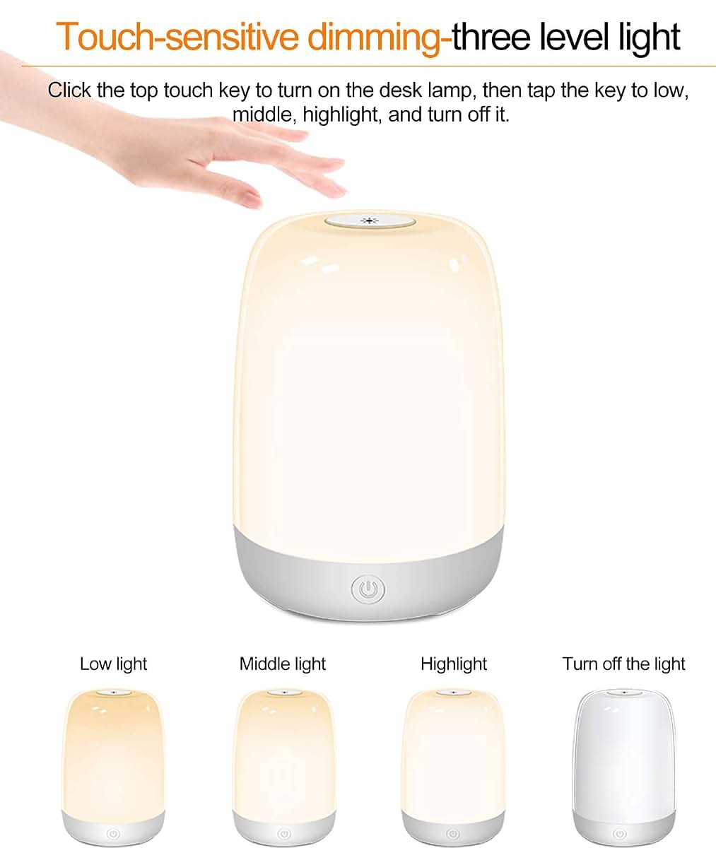 Zapex Touch Control Night Lights for Kids Bedrooms, Brightness Dimmable-5 Colors Changing-USB Charging ,Small Bedside (photo 3)