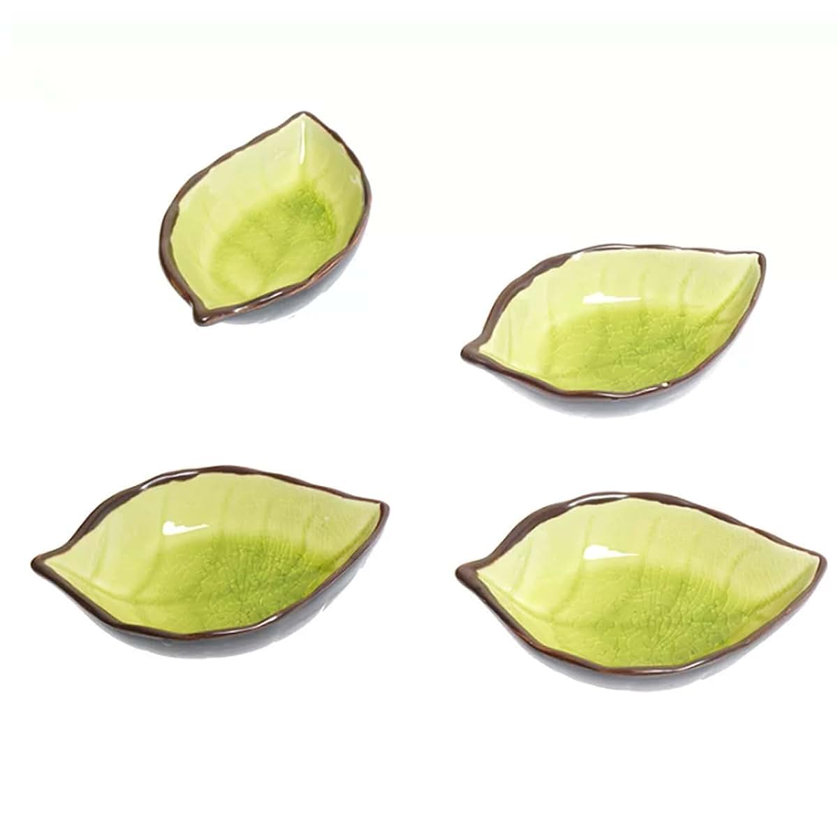 lstyty Montessori Leaf-Shaped Ceramic Dishes, Ice Crack Glaze Leaf Bowls, Small Serving Dishes Practical Life