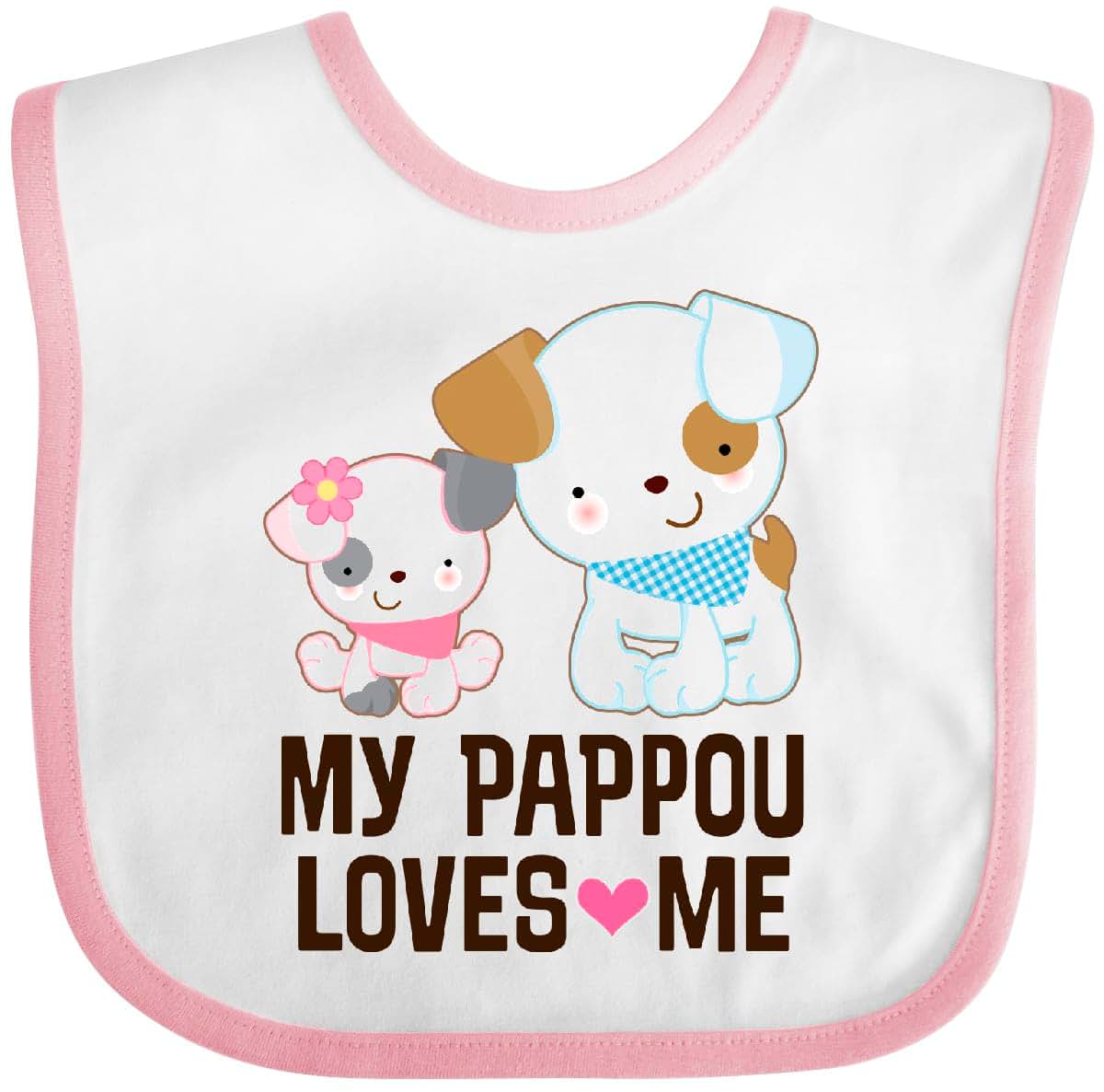Inktastic Pappou Loves Me Girls Granddaughter Cotton Baby Bib