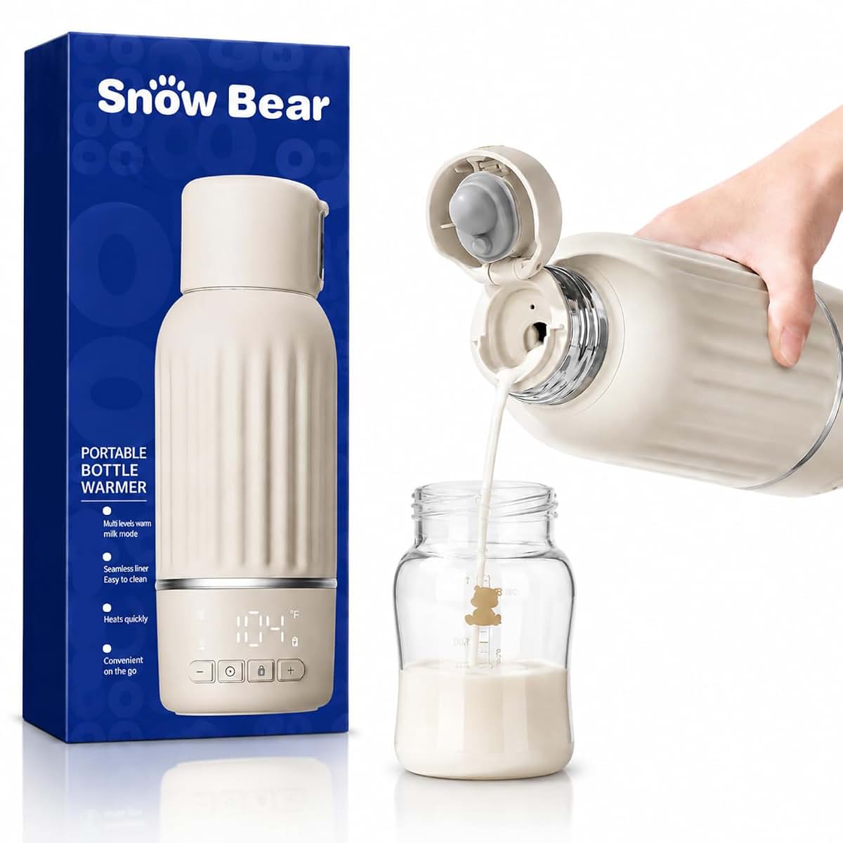 Snow Bear Portable Bottle Warmer, 10200mAh, 17oz, Cordless