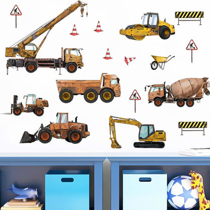 Decalplanet Construction Vehicles Wall Stickers for Kids Room