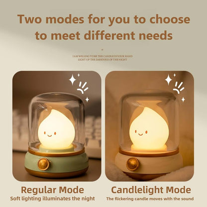 YumeGlint Flameless Kerosene-Style Night Light - Dimmable USB Rechargeable LED Candle Light