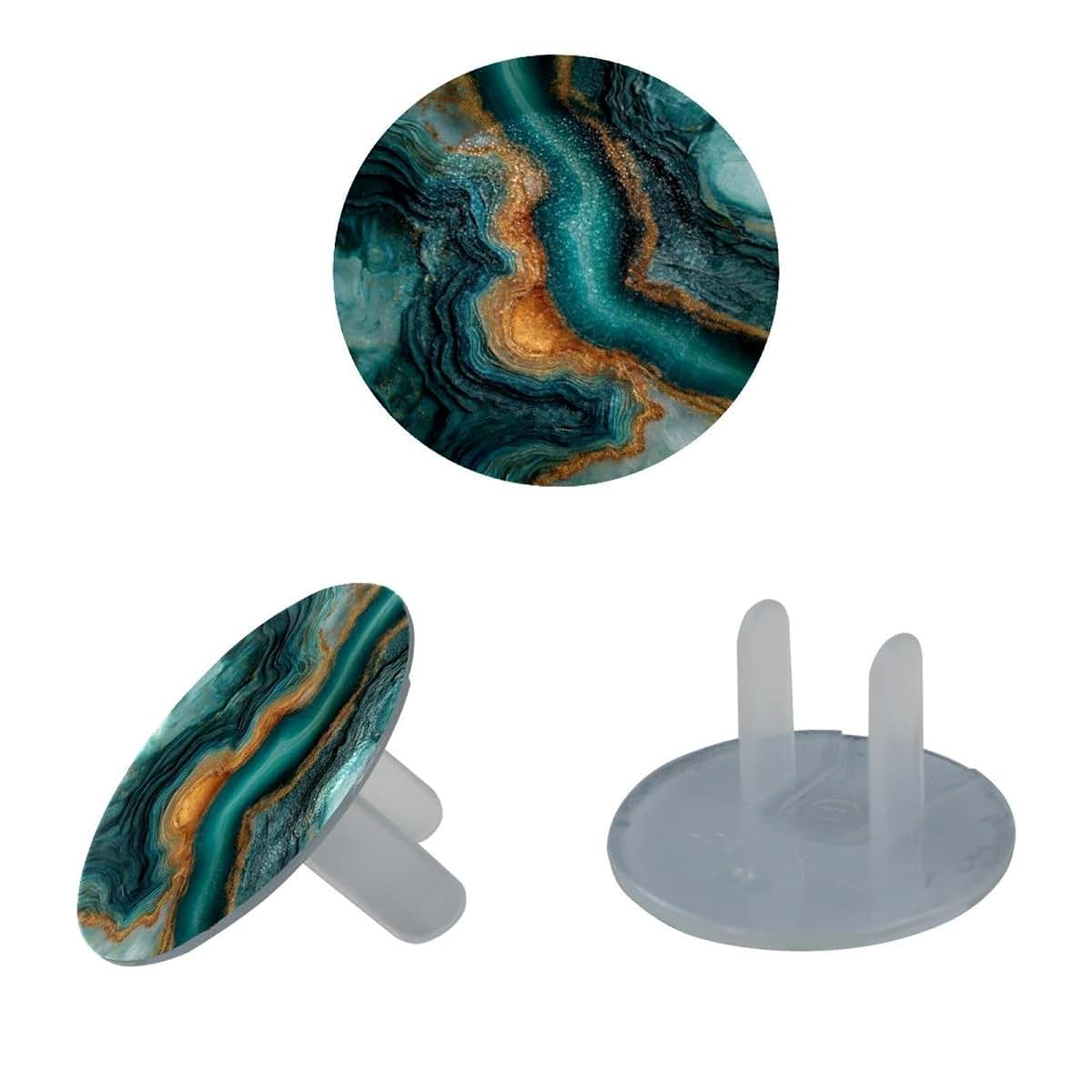 CDGIRUOWUNV Baby Safety Outlet Plug Electrical Socket Covers, Teal Agate Texture (3) (photo 2)