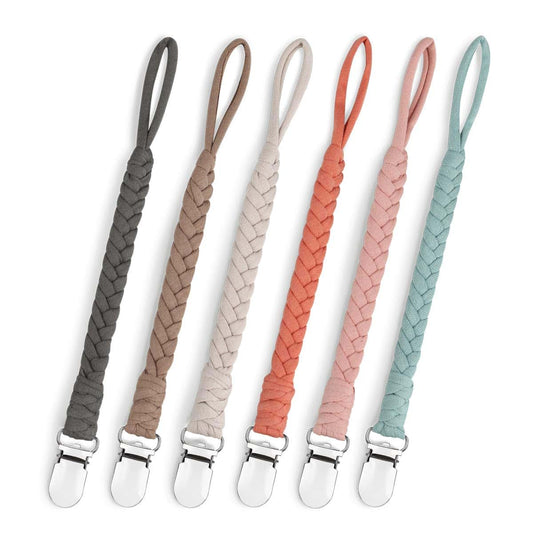 NacyLocalsugee Pacifier Clip for Boys and Girls, Handmade Braided Cotton Baby Pacifier Holder Leash Smoother Clip Fits
