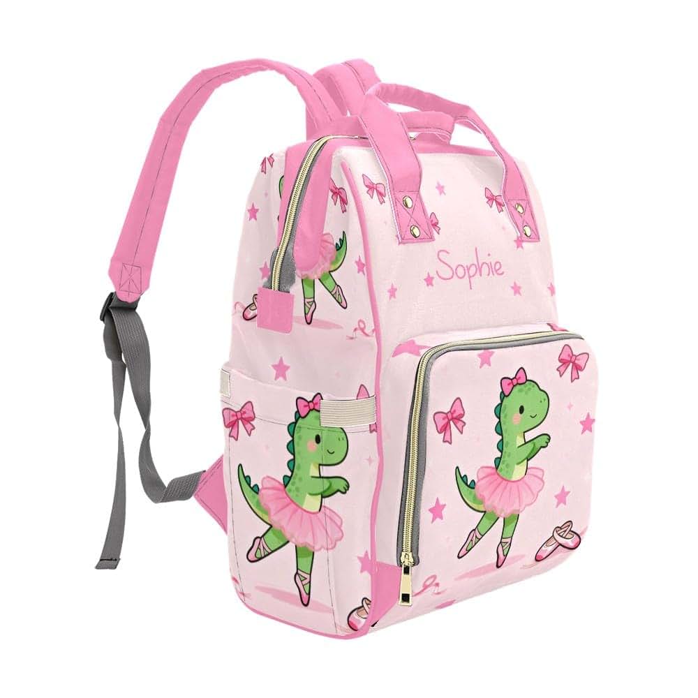 Nzoohy Dinosaur Ballerinas Personalized Diaper Bag Backpack (photo 2)