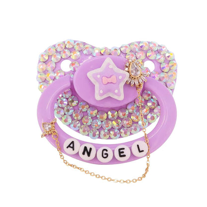SUNOWE Adult Sized Pacifier Candy Cute Baby Pacifiers (Purple Stars)