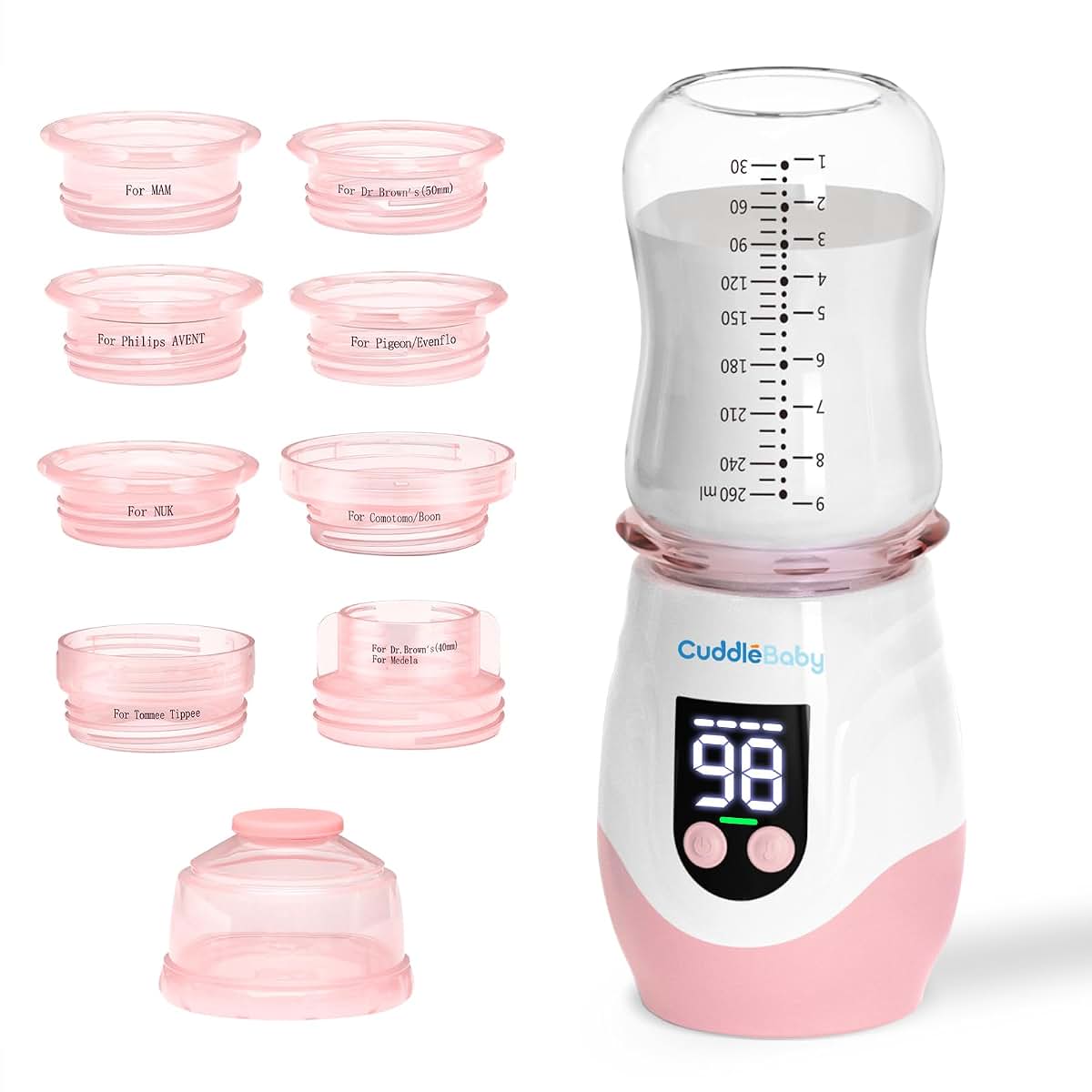 CuddleeBaby Portable Cordless Bottle Warmer In Pink