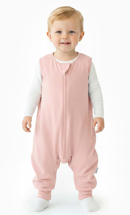 PATPAT Sleeveless Sleep Sack with Legs, 12-24 Months, Bamboo Viscose, 0.5 & 1.0 TOG, Blush Pink