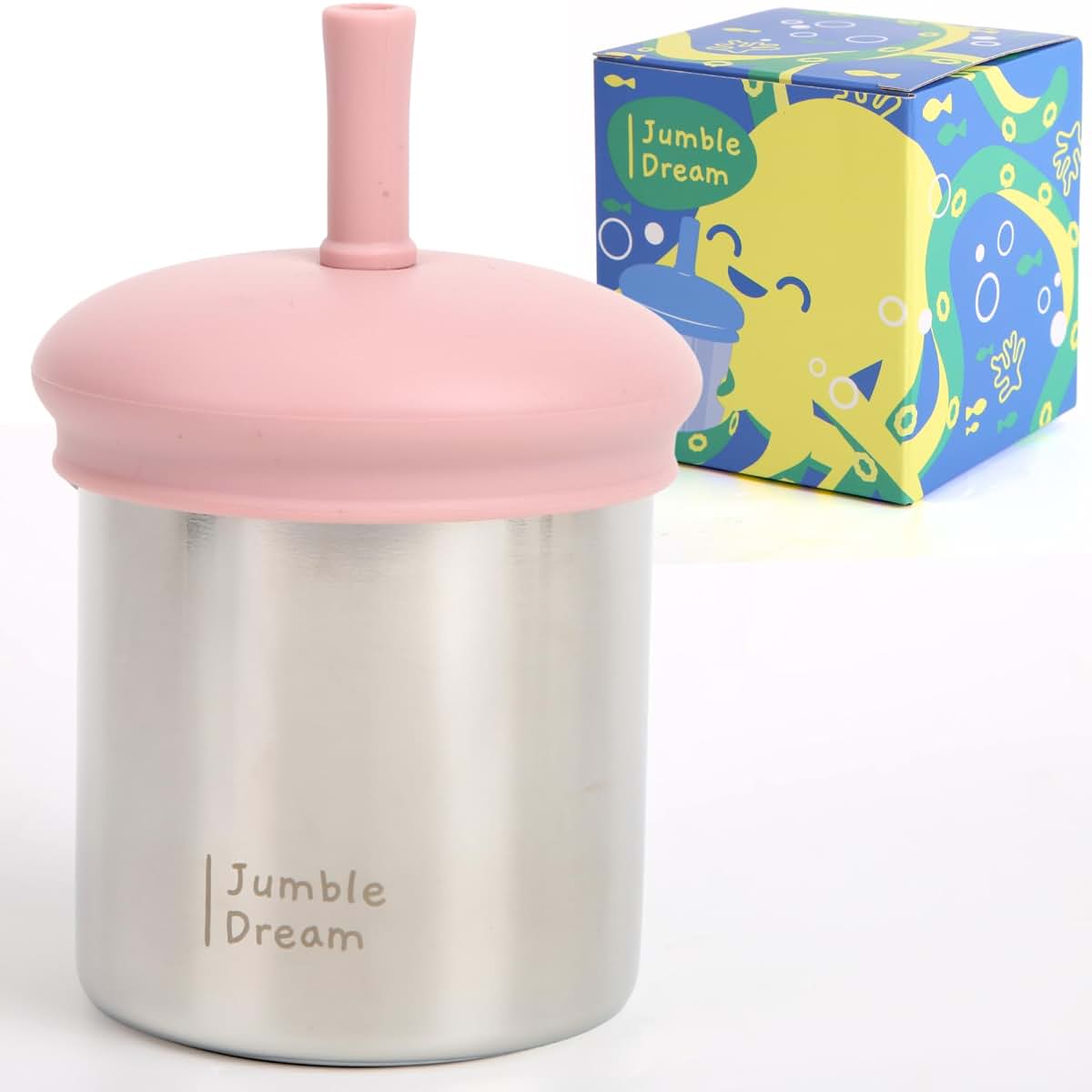 Jumble Dream Insulated Stainless Steel Toddler Straw Cup, 7 oz
