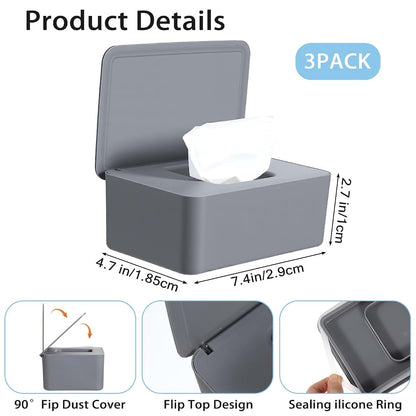 Wipes Dispenser Set | Three-Color Reusable Wipe Container