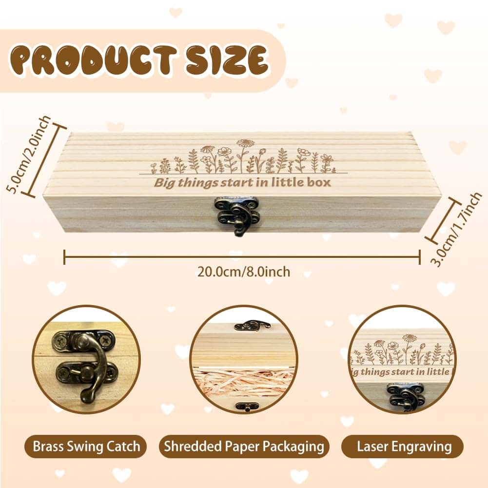 Chgcraft Wooden Pregnancy Test Keepsake Box With Engraved Floral Design And Lock