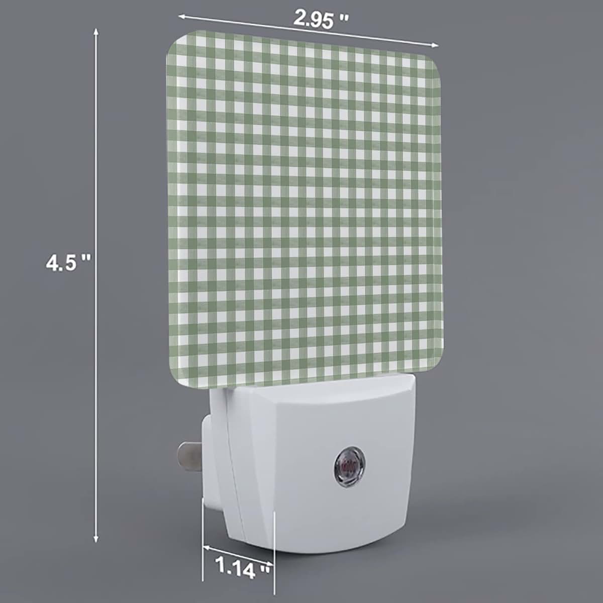 Sage Green Buffalo Plaid LED Night Light for Kids, Plug-In Dusk to Dawn Sensor