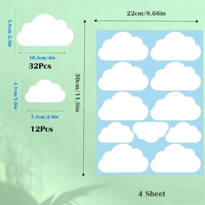 ZQtyf 52Pcs Removable Vinyl Cloud Wall Decal Self Adhesive Stick Art Decoration