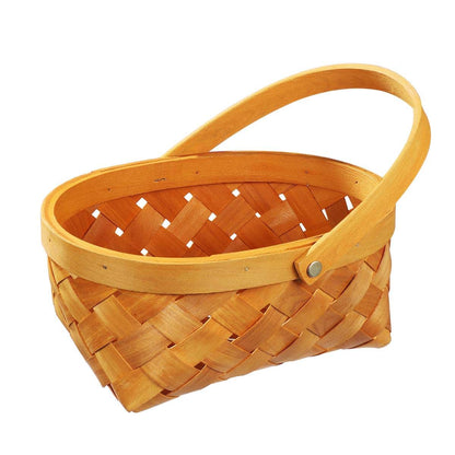 BabyOneStop Natural Woven Wood Storage Basket with Folding Handles, 3 Sizes
