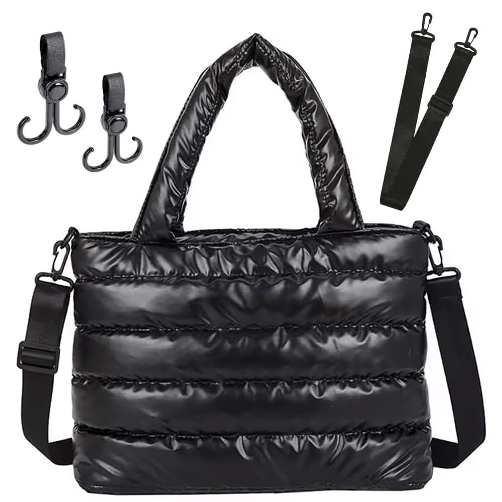 Kedaa Puffy Water Resistant Tote Bag With Stroller Hooks