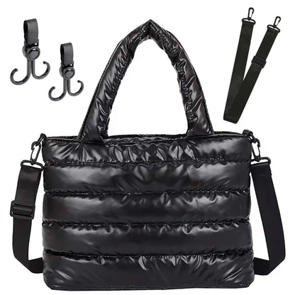 Kedaa Puffy Water Resistant Tote Bag With Stroller Hooks