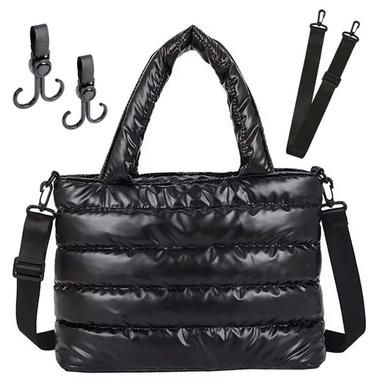 Kedaa Puffy Water Resistant Tote Bag With Stroller Hooks