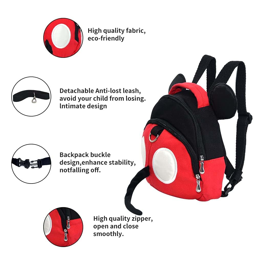 Yimidear Red Anti-Lost Toddler Safety Harness and Backpack with Leash (photo 3)