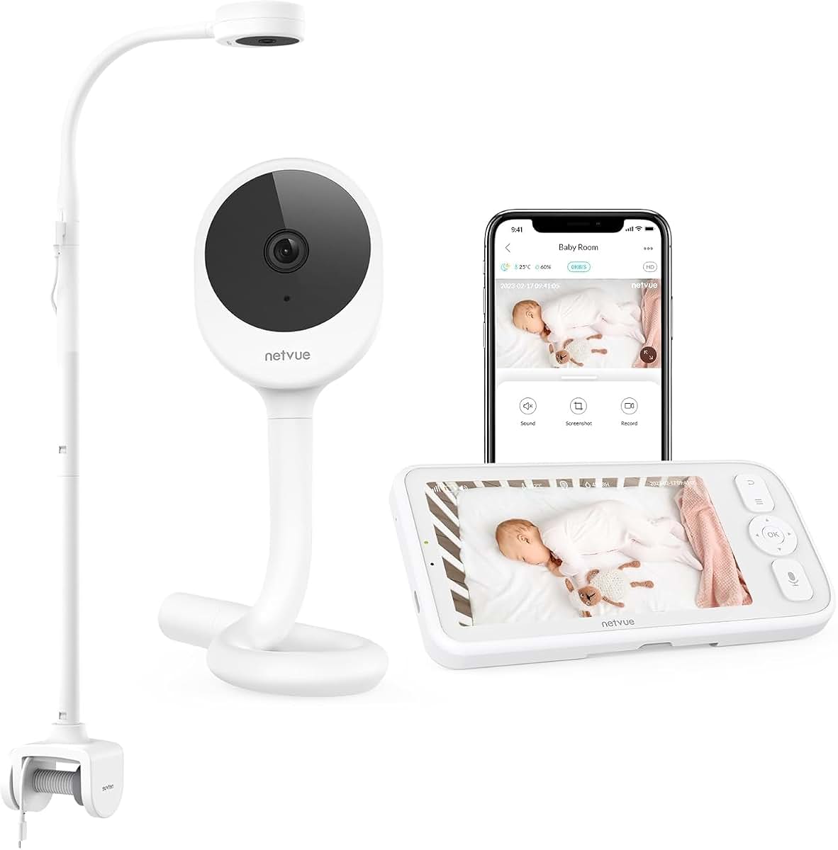 Netvue Peekababy Smart WiFi Baby Monitor with 1080P Camera and 5" HD Display