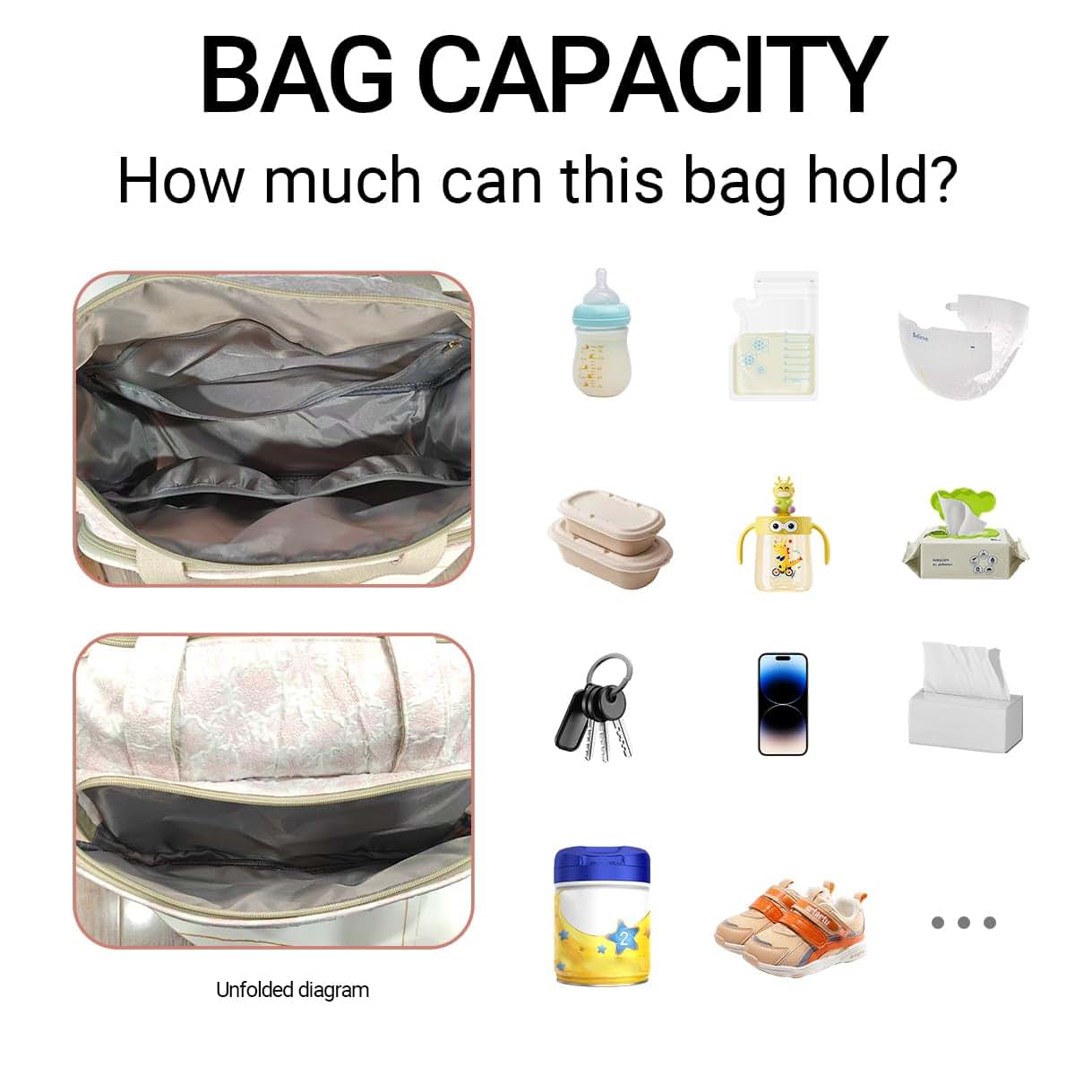 arts fu fu Tote Cute Diaper Bags Crossbody Diaper Bag Mommy Bag with Insulated Hospital Bags Changing Pad ＆ Stroller (photo 3)