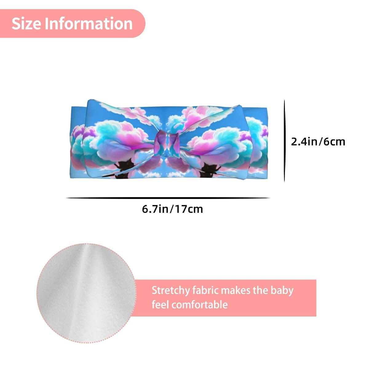 MJHKXLJ Cotton Candy Picture Baby Bow Headband Stretchy and Soft (photo 3)