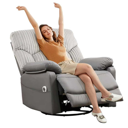 GRAINELL Power Swivel Rocker Recliner Chair with Massage and USB Port