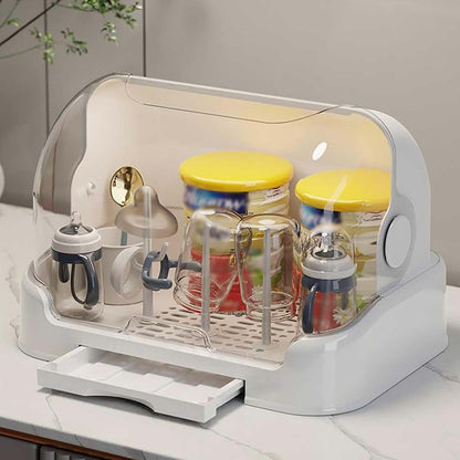 Moieypquye Baby Bottle Drying Rack With Cover And Removable Drain Tray