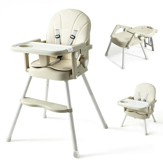 BIGOU 4 in 1 Baby High Chair, Convertible Feeding Chair for Babies & Toddlers