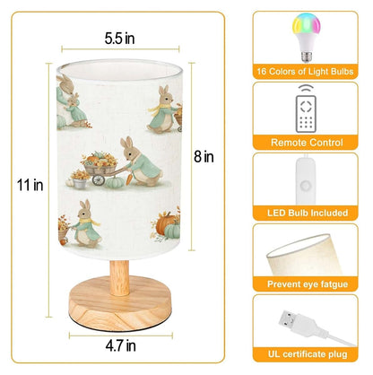 AURFIAIUOP Bedside Lamp for Bedroom Childrens Illustrations Rabbit Autumn Pattern Nursery Small Lamp (photo 4)