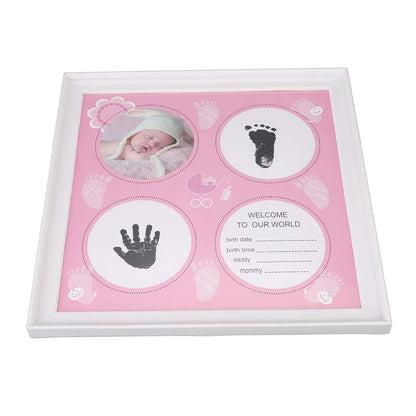 Kufoo Baby Handprint Footprint Kit, Wear Resistant Safe Baby Print Frame Kit for Display for Newborns (Pink)
