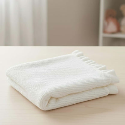 Grewear Cotton Baby Blanket with Ruffle Edge for Newborns