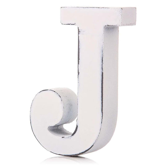 Giftwarez Vintage White Wooden J Letter Decor