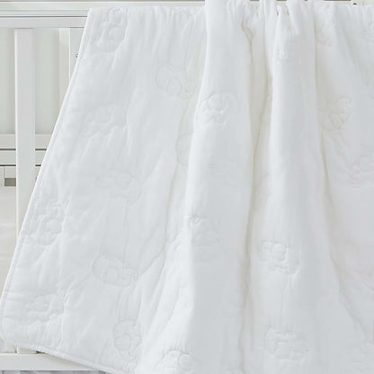 Brandream 6-Piece Cotton Crib Bedding Set with Elephant Embroidery and Ruffle Edge