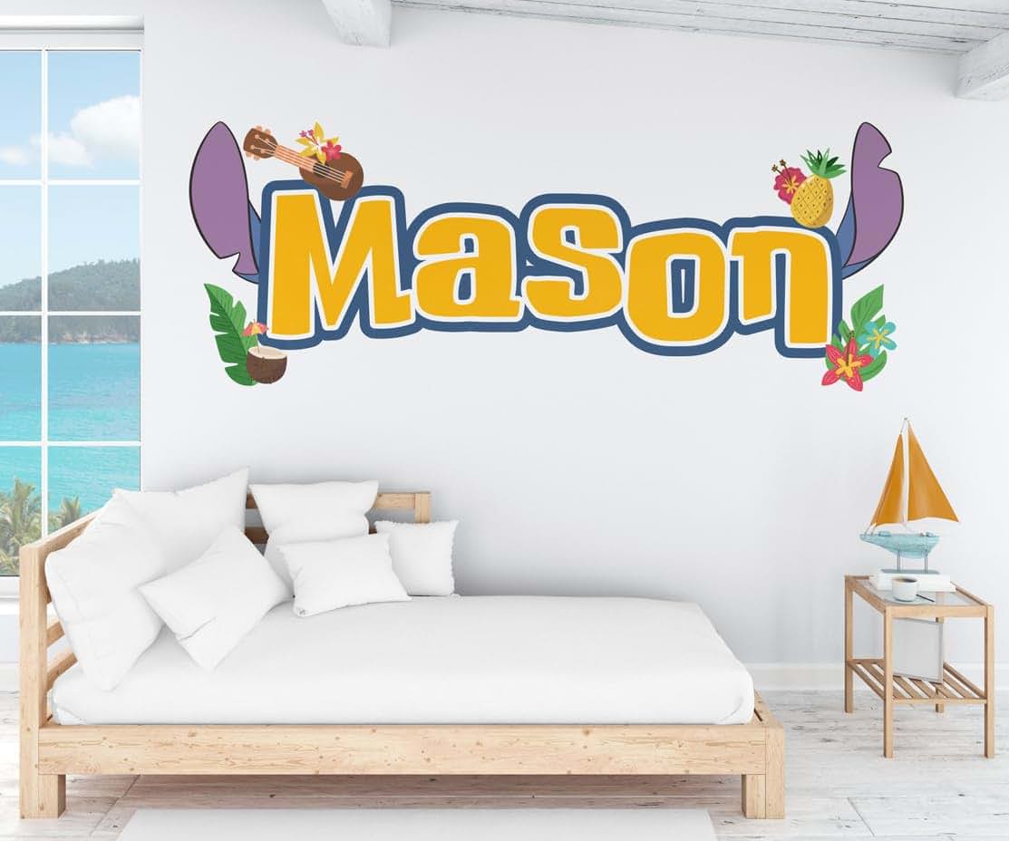 BabyOneStop Custom Tropical Name Wall Decal with Island Characters