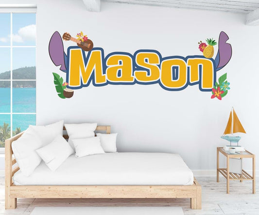 BabyOneStop Custom Tropical Name Wall Decal with Island Characters
