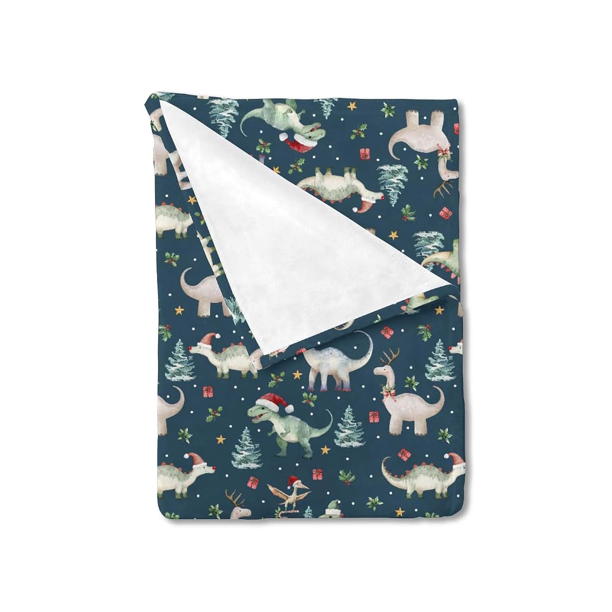 Flannel Dinosaur Christmas Baby Blanket, 60x80 Inch