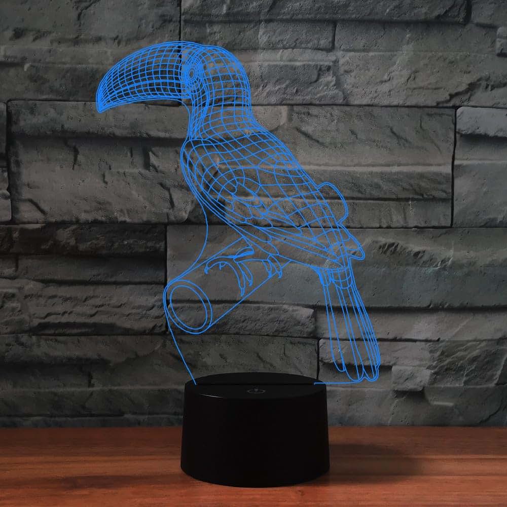 FLRXHK Bird 3D Illusion Night Light Touch Desk Lamp