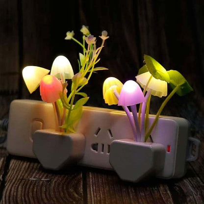 ZEZHOU Plug-in LED Mushroom Night Light with Dusk to Dawn Sensor, 2 Pack