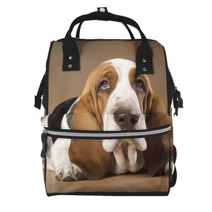 Jtrkn Basset Hound Diaper Bag Backpack With Large Capacity