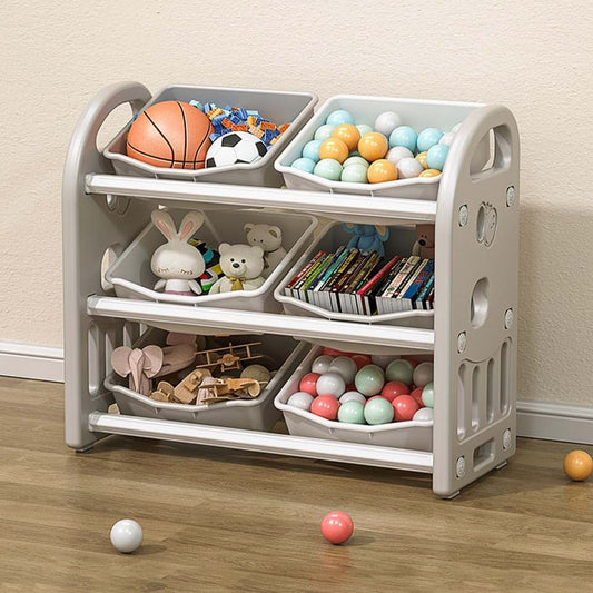 Legendstone Kids Toy Organizer with 6 Storage Bins,Children Toys Storage Organizer Nursery Playroom Furniture (Gray)