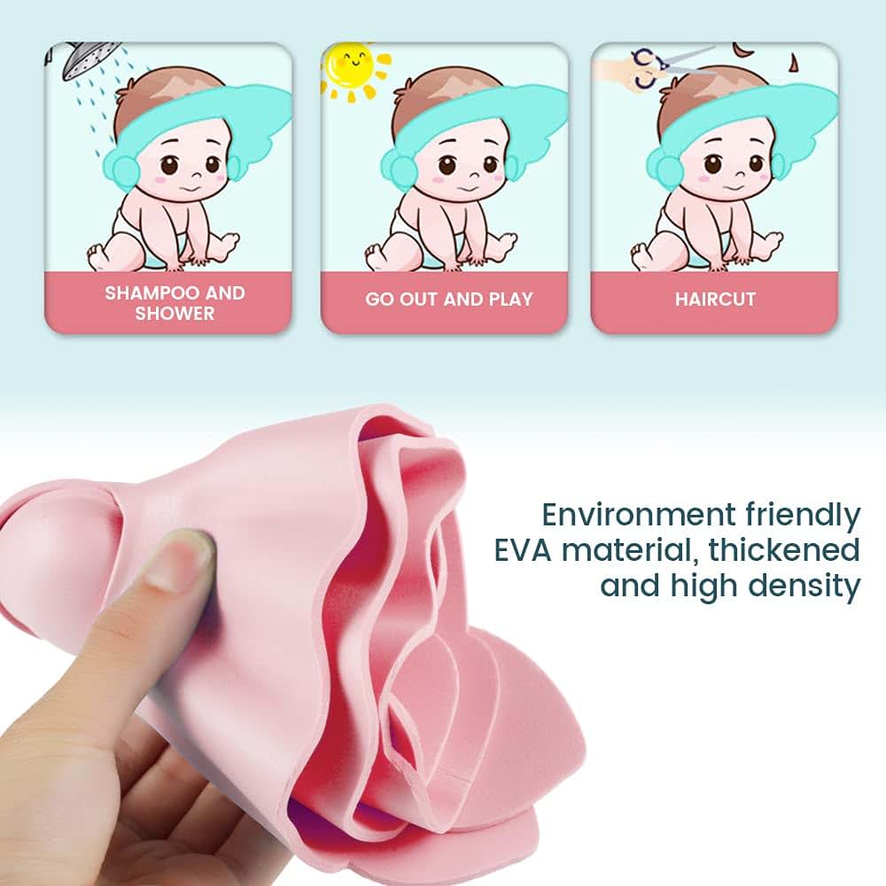 CRNXOMP Baby Shower Cap, Soft Adjustable EVA Bath Visor for Infants and Toddlers, Pink