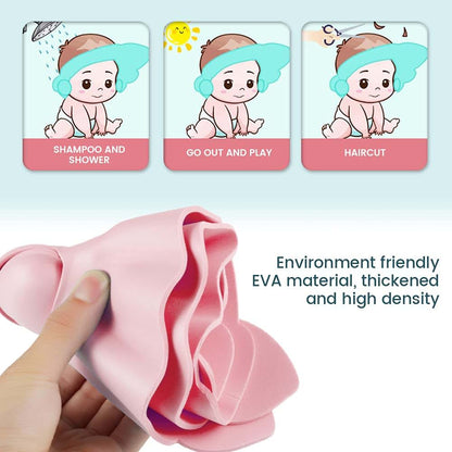 CRNXOMP Baby Shower Cap, Soft Adjustable EVA Bath Visor for Infants and Toddlers, Pink