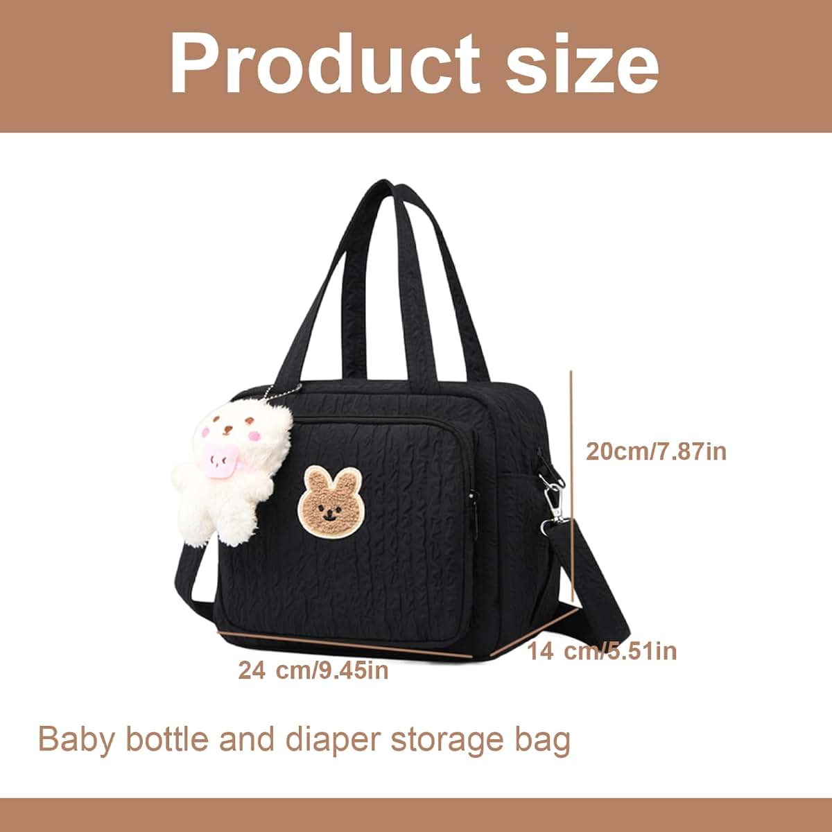 Rwigeboo Diaper Bag, Large Capacity Diaper Tote Bag with Multi-Pocket, Handheld/Crossbody, Zipper Baby for Travel (photo 3)