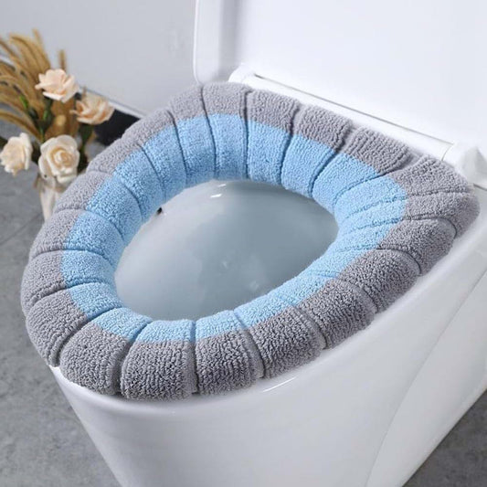 Drivstraw Soft Toilet Seat Cover for Fit, Thick Warm Stretchable Polyester Pad with Reusable Washable Bathroom Mat