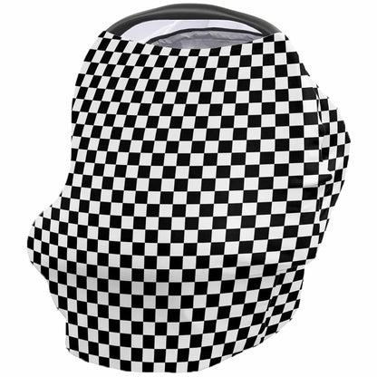 BabyOneStop Nursing Cover for Breastfeeding and Car Seat, Tubular Stretchy Cover, Buffalo Plaid Black White