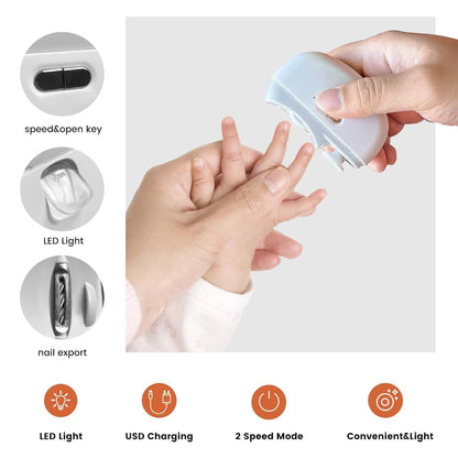 2 in 1 Electric Nail Clipper Polisher for Babies, Kids & Adults | USB Rechargeable Trimmer