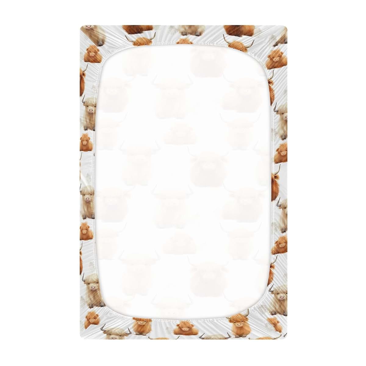 KEIGE Highland Cow Pattern Fitted Crib Sheet